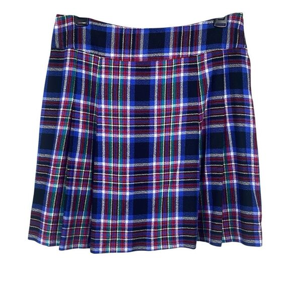 Vintage 90’s Plaid Academia Front Pleated Mini Skirt 8 - Picture 1 of 9